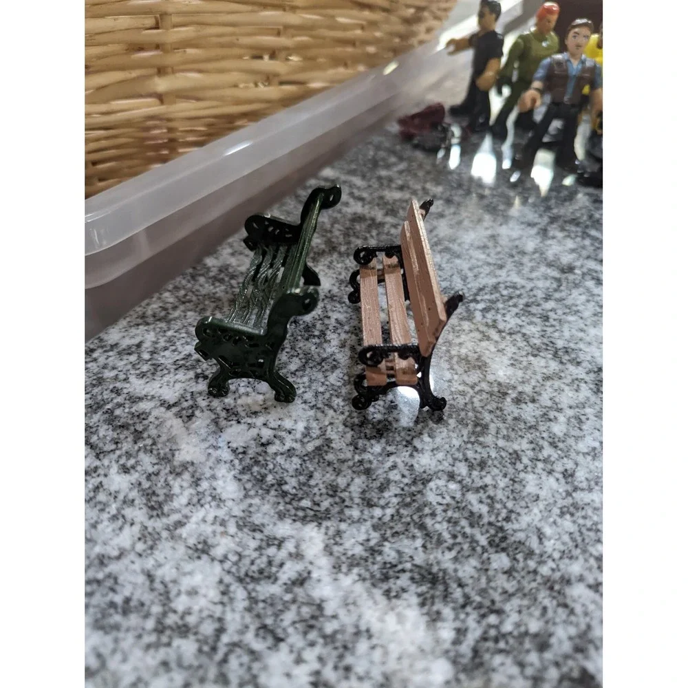 Vintage Dept. 56 & Lefton Metal Park Benches Christmas Snow Village